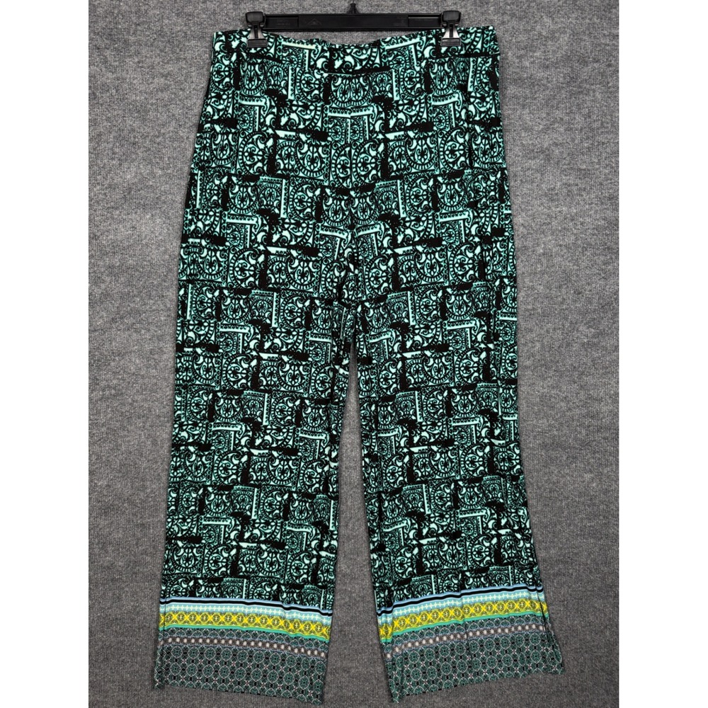 Cato Plus Sz 18/20W Wide Leg Pants Green Palazzo Pull On Stretch Vacation Office